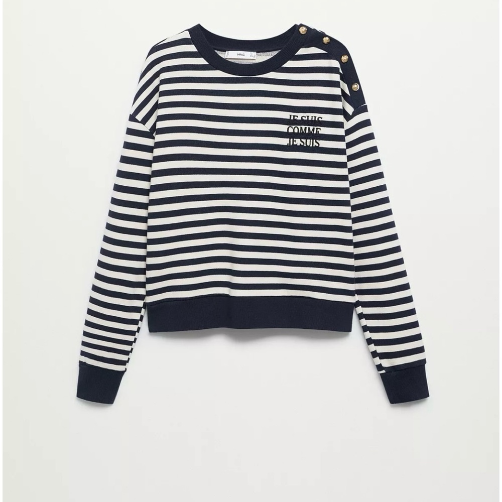 MANGO
Women's navy and white Striped French Cotton-Blend Sweatshirt